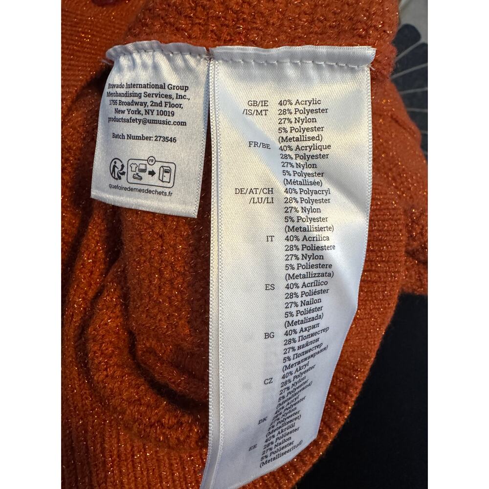 Taylor Swift “Life of a Showgirl” Cardigan Orange Sparkly Cable Knit XS/SM - Picture 8 of 8